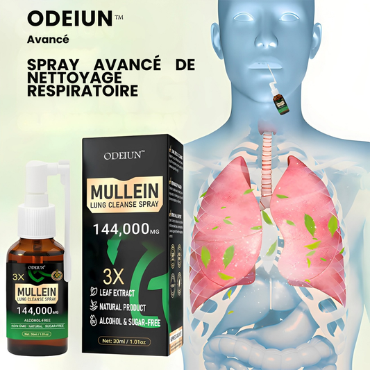 ODEIUN® – Spray Nettoyant des Poumons à la Molène 3X Concentrée - Détox Respiratoire Avancée & Respiration Plus Dégagée
