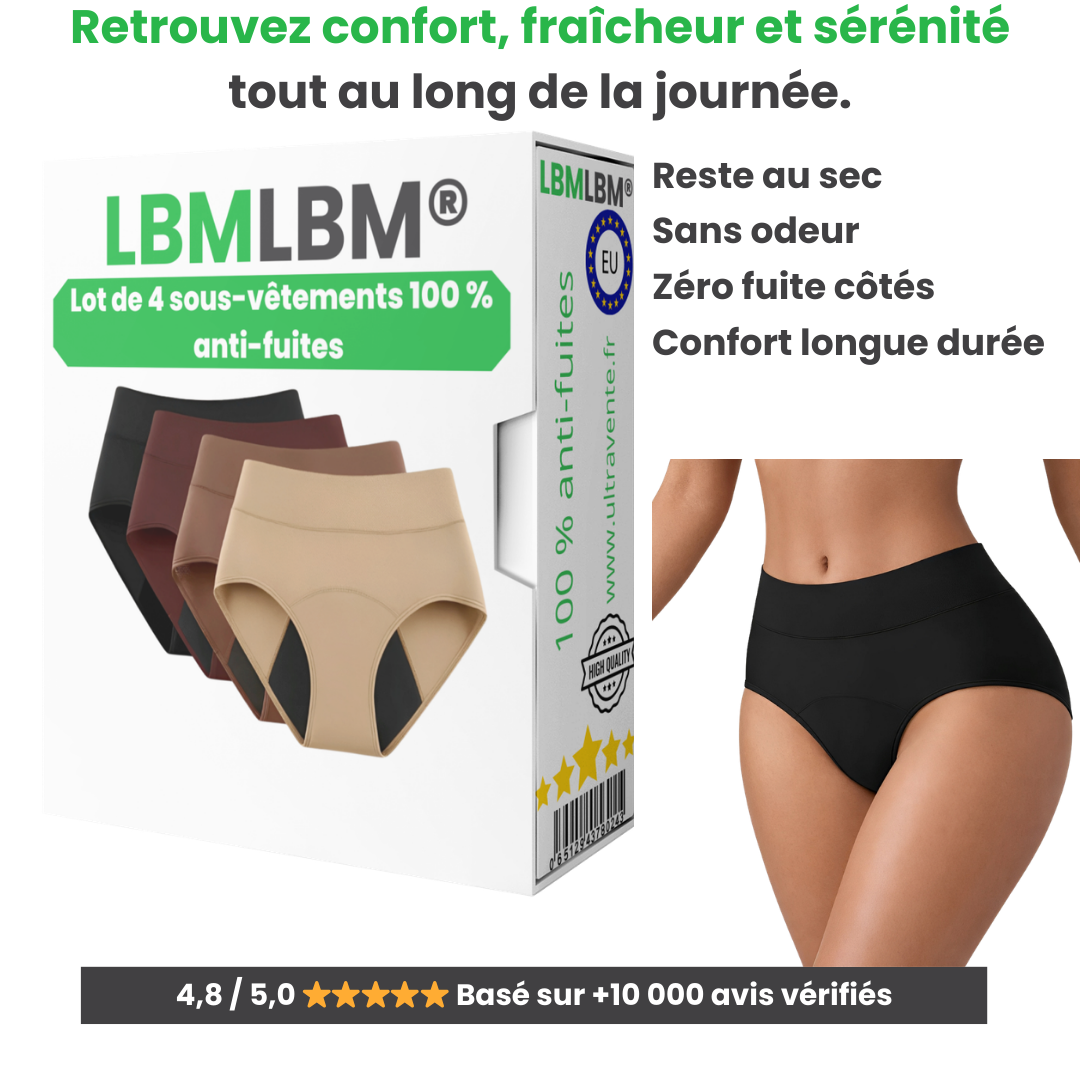 Lot de 4 sous-vêtements 100 % anti-fuites LBMLBM™